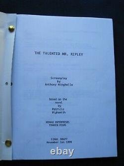 ORIGINAL SCRIPT THE TALENTED MR RIPLEY by ANTHONY MINGHELLA Film wi MATT DAMON