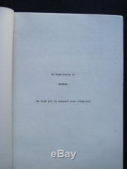 ORIGINAL SCRIPT William Castle's Cult Classic Film BUG BRADFORD DILLMAN'S Copy