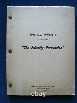 ORIGINAL SCRIPT for FRIENDLY PERSUASION WILLIAM WYLER, GARY COOPER Film
