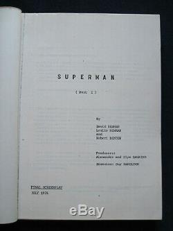 ORIGINAL SCRIPT for SUPERMAN Film by DAVID & LESLIE NEWMAN and ROBERT BENTON