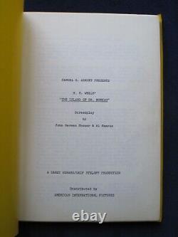 ORIGINAL THE ISLAND OF DR MOREAU Film SCRIPT Based on H. G. WELLS Novel, 1977