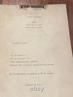 Original 1941 DUMBO Movie Script. Disney Production
