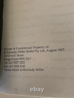 Original Early Draft 1997 Screenplay Babe Pig in the City Movie George Miller