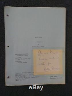 Original Movie Script Autographed by Bette Davis From White Mama