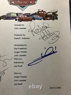 Petty Ratzenberger Waltrip Andretti Signed Disney Cars Full Movie Script Rare