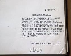 RARE 1981 A BOY'S LIFE MELISSA MATHISON ET PROPRIETARY MOVIE SCRIPT with NOTES