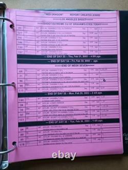 RED DRAGON (2002) Movie Script, Production Binder'Silence of the Lambs' Prequel