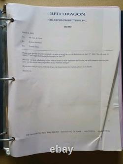 RED DRAGON (2002) Movie Script, Production Binder'Silence of the Lambs' Prequel