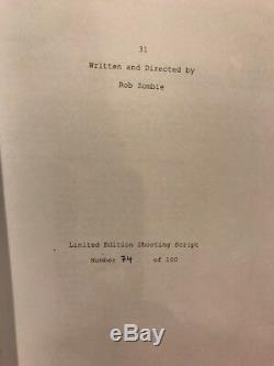 ROB ZOMBIE LTD EDITION Signed 31 Movie Shooting Script #74 of 100 MADE