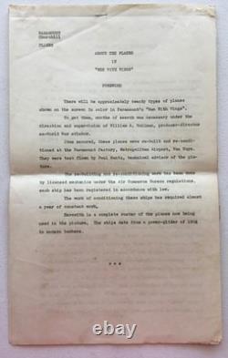 Rare 1938 Men with Wings Collection Movie Script Planes & Pilots Info Articles
