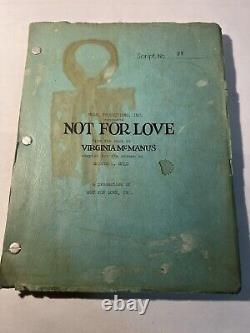 Rare 1960's Not For Love Movie Script, Melvin L. Gold, Virginia McManus