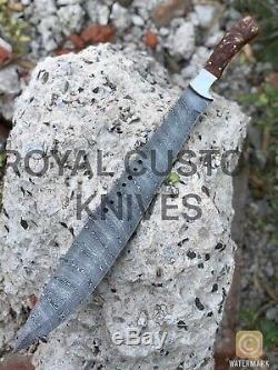 Royal Custom Handmade Book Of Eli Machete Damascus Steel Movie Sword /with Sheat