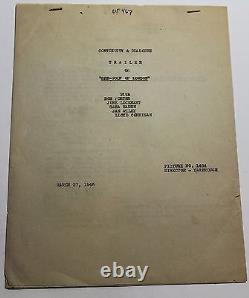SHE-WOLF OF LONDON / 1946 Dialogue Continuity Movie Script for TRAILER, 4 pages