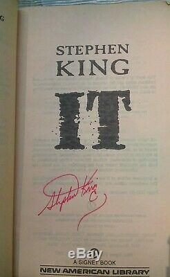 SIGNED STEPHEN KING IT Signet Paperback Book Rare Autographed Signature MOVIE VG