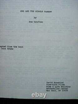 SUE GRAFTON ORIGINAL SCRIPT for SEX & THE SINGLE PARENT with DVD of the Film