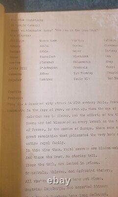 Screenplay for Unreleased Film The Five Musketeers c. 1950's-60's