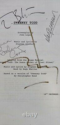 Sweeney Todd Demon Barber Fleet Street Autographed Movie ScriptINCLUDES COA