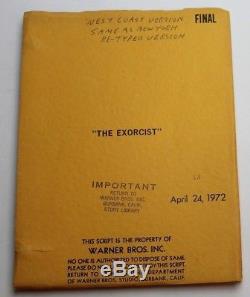 THE EXORCIST / William Peter Blatty 1972 Movie Script Screenplay, Horror Film