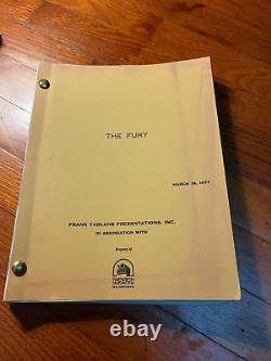 THE FURY Rare Original Movie Script Brian De Palma Kirk Douglas March 1977