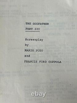 THE GODFATHER III original movie production Script Screenplay Mario Puzo Mafia A