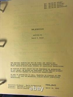 THE SUBSTITUTE (93) Shooting Script, Storyboards, More, Mark Wahlberg's 1st film