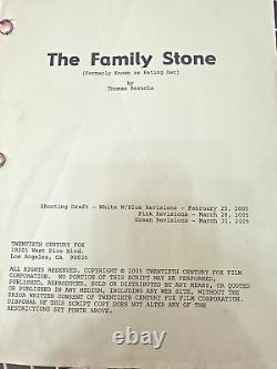 The Family Stone Movie Script with Revisions, Thomas Bezucha, 20th Century Fox