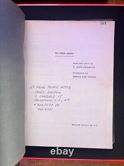 The Great Gatsby Original Movie Script By Francis Ford Coppola/Scott Fitzgerald