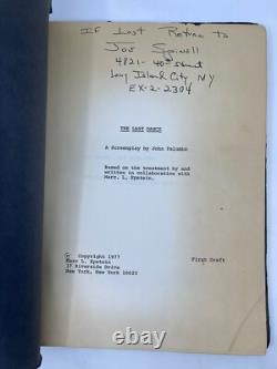 The Last Dance Unproduced Movie Script 1977 1st Draft Vintage John Palumbo RARE