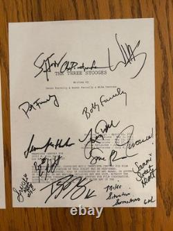 Three Stooges Movie Signed Script Cover with 14 Cast & Crew Signatures JSA LOA