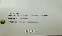 Vintage Star Wars Signed Movie Script Copy, COA James Earl Jones Darth Vader