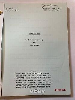 WEIRD SCIENCE / John Hughes 1984 Original Movie Script Screenplay