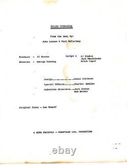 YELLOW SUBMARINE 1968 original film script by Brodax, Mendelsohn & Segal